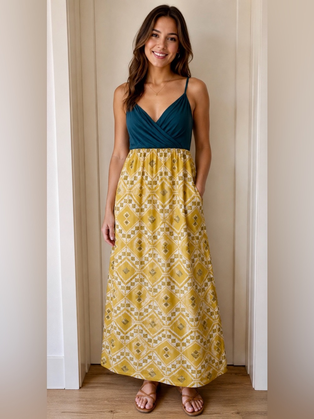Edme & Esyllte for Anthropologie Cuernavaca Maxi Dress Silk Boho Print Size 4